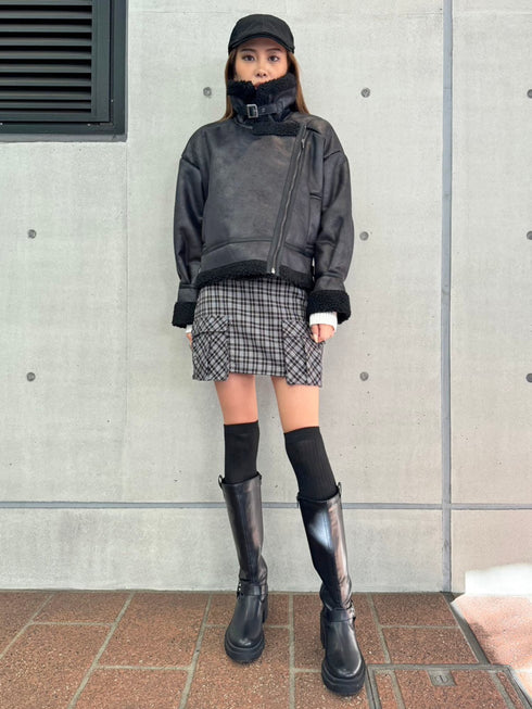 フェイクレザーボアジャケット